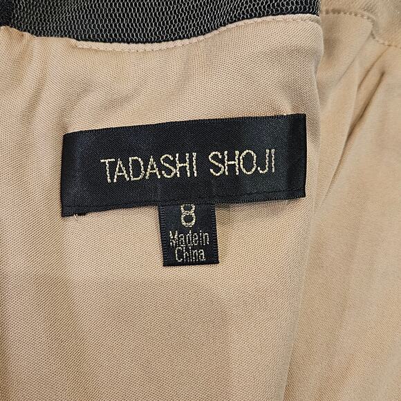 Tadashi Shoji Nemuro Dress Womens 8 Black Nude Lace Sheath Cocktail Evening - Picture 13 of 15